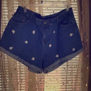 Floral jean shorts
